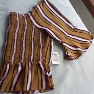 Summer tan stripe blouse